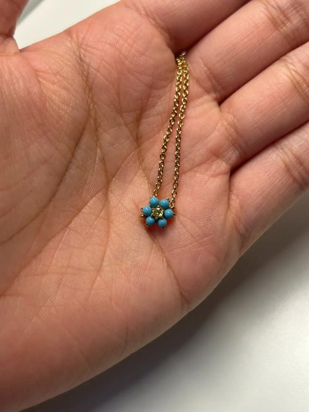 Kate Spade Gold-Tone Turquoise Flower Charm Chain Bracelet Boho Dainty Floral - Picture 3 of 9